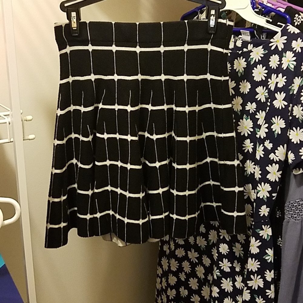 Black and white checked skirt